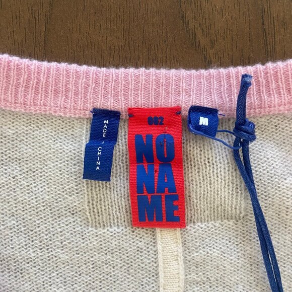 NWT Noname / Naked 100% Cashmere White Cardigan with Pink Trim - Unisex Medium - Picture 5 of 6